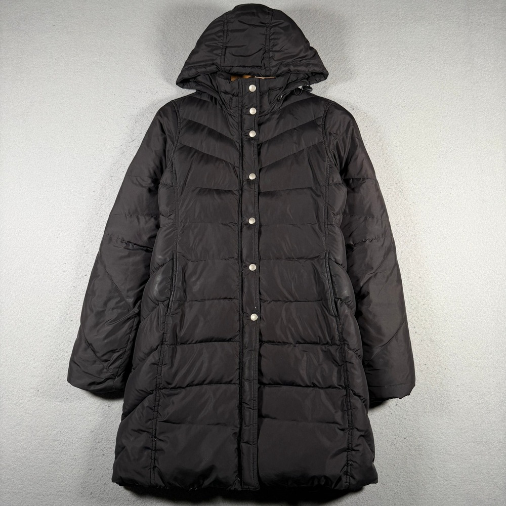 J. Crew Black Down Puffer Coat Hooded Full Zip Womens XS 80452 Vintage 2006